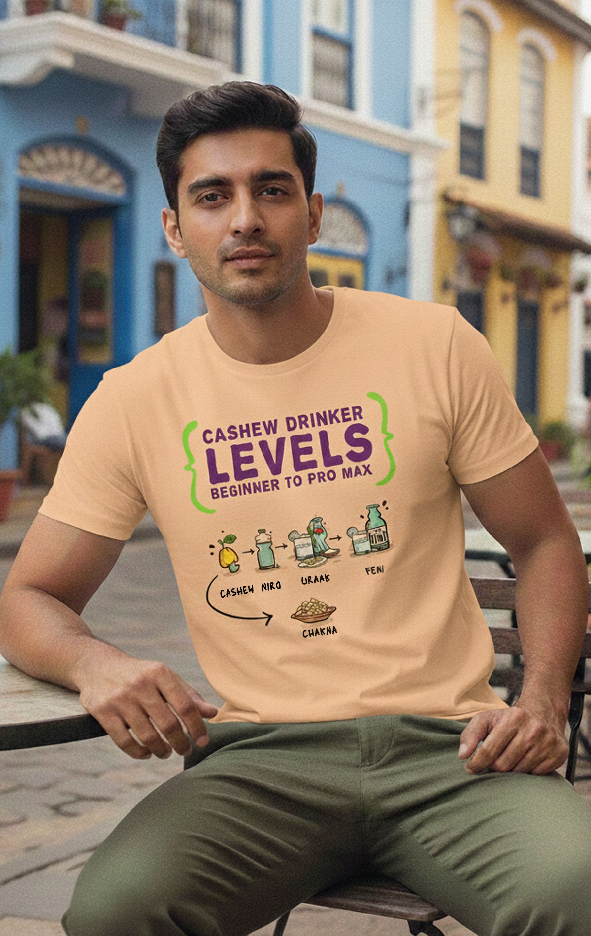 Close-up of urrak and feni illustration on casual summer t-shirt