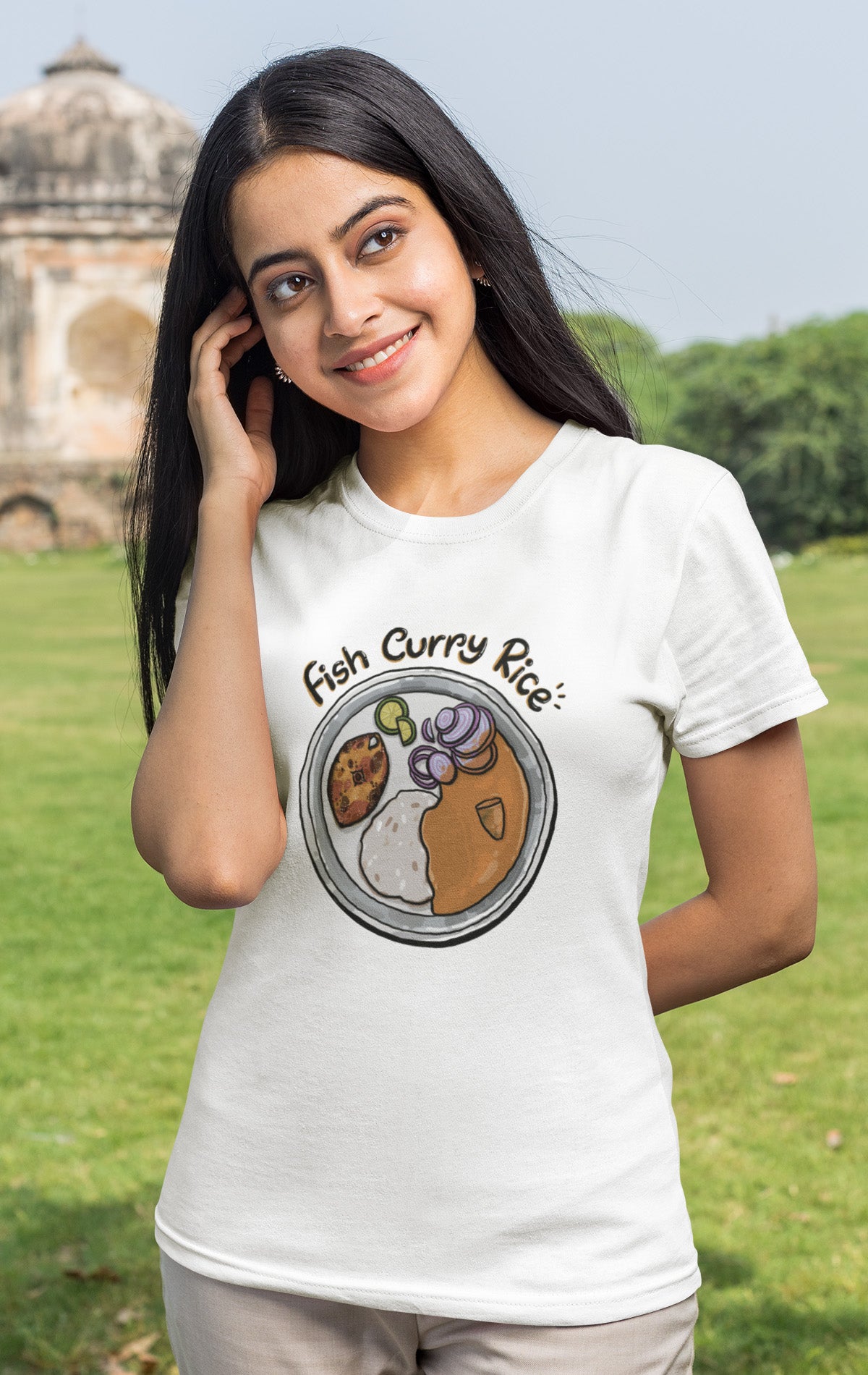 FISH CURRY RICE WOMEN T-SHIRT.