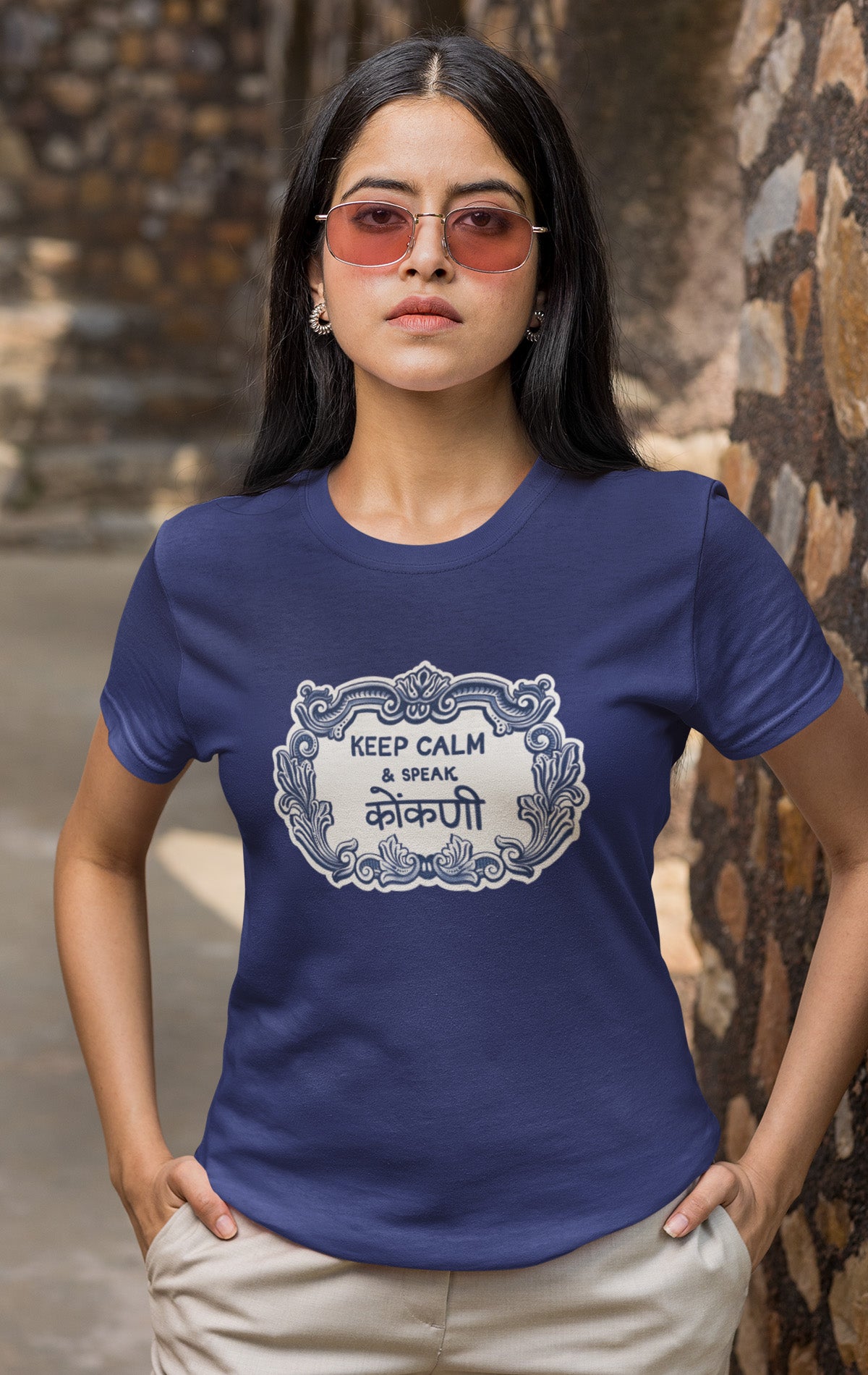 AZULEJO - KEEP CALM AND SPEAK KONKANI - WOMEN T-SHIRT.