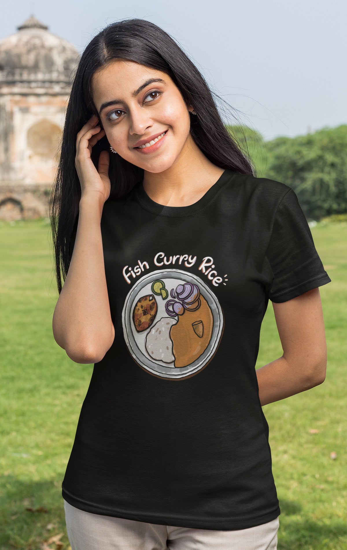 FISH CURRY RICE WOMEN T-SHIRT.