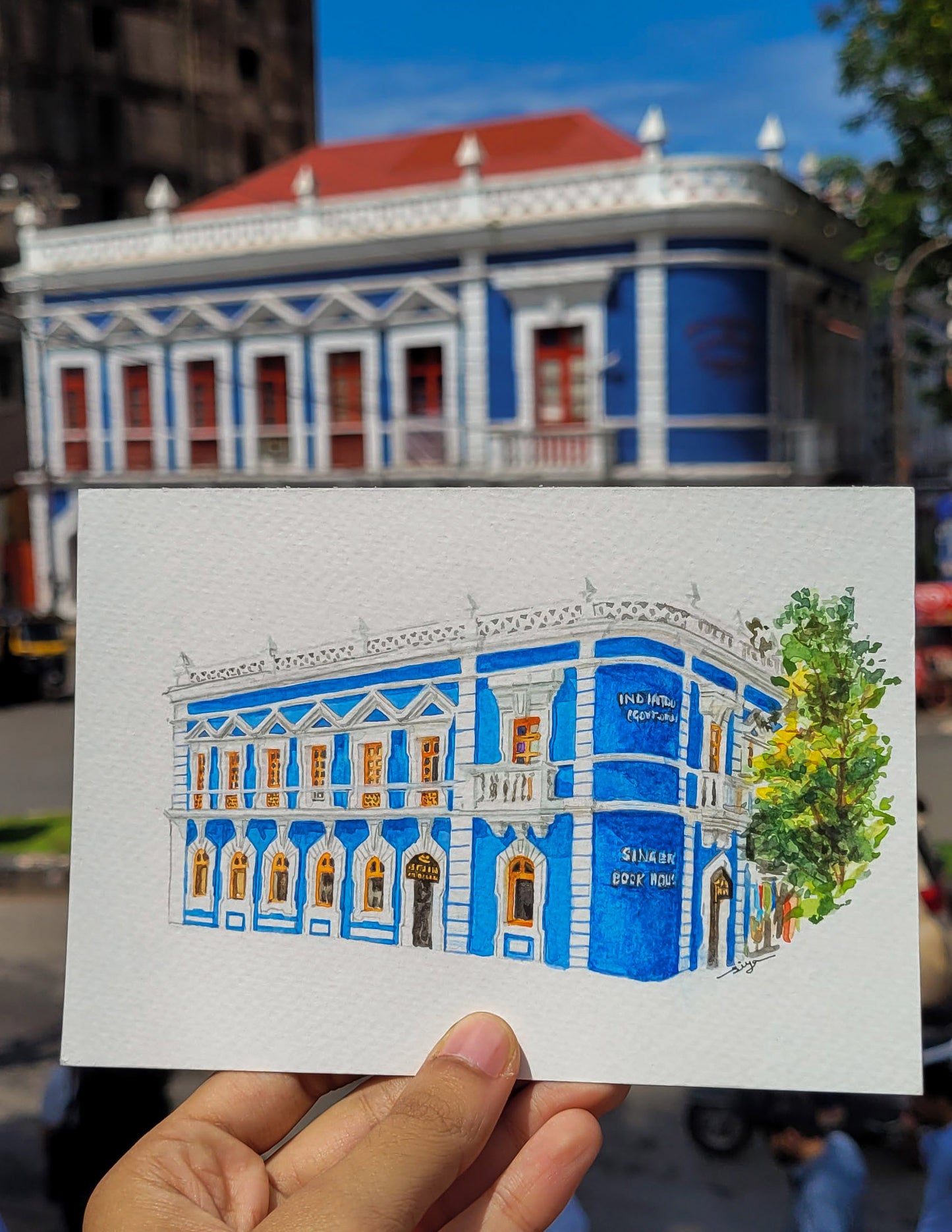 Singbal Book House Watercolor Postcard.