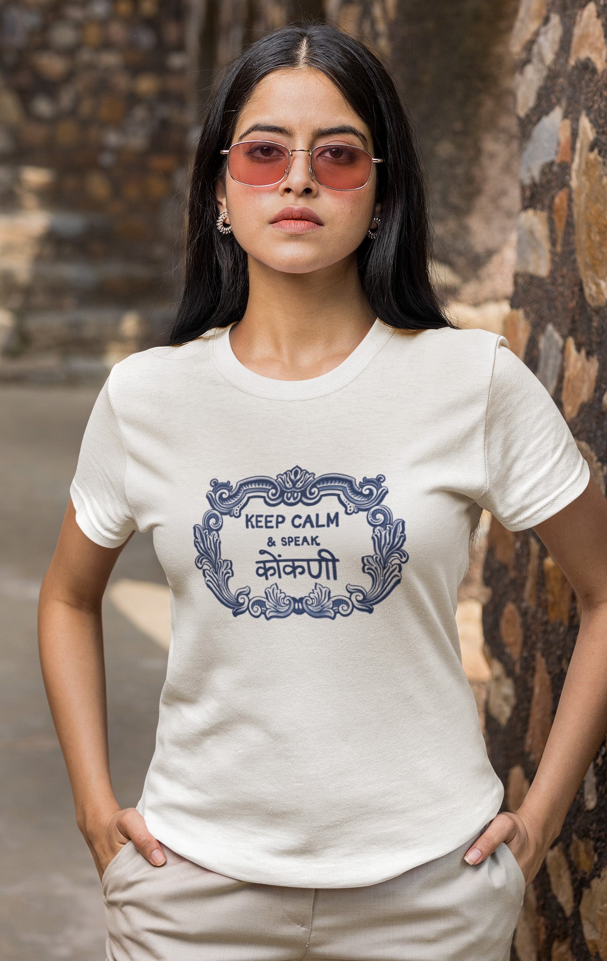 AZULEJO - KEEP CALM AND SPEAK KONKANI - WOMEN T-SHIRT.